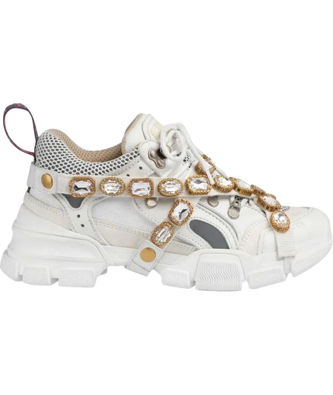 GUCCI Белые кожаные кроссовки, фото 1