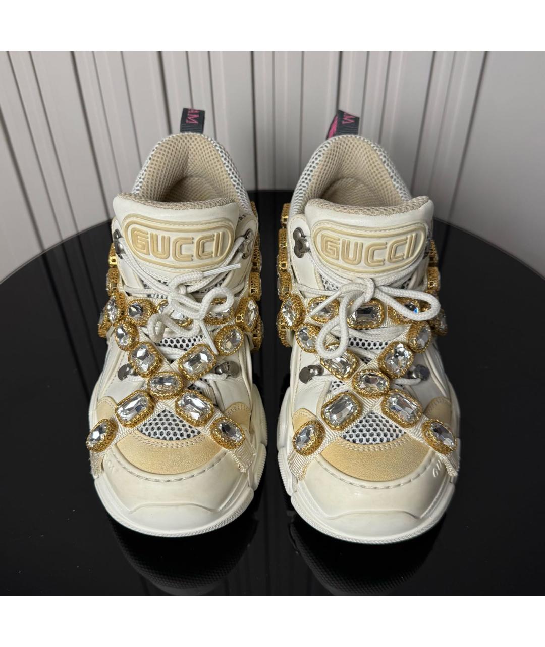 GUCCI Белые кожаные кроссовки, фото 2