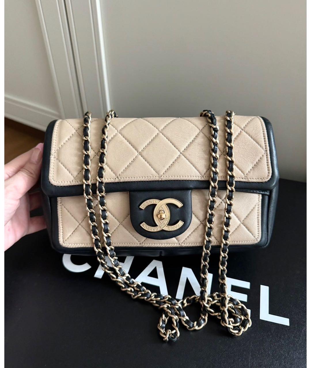 CHANEL Бежевая кожаная сумка через плечо, фото 2