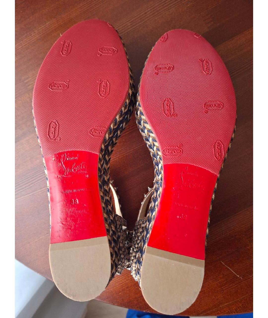 CHRISTIAN LOUBOUTIN Синие текстильные босоножки, фото 8