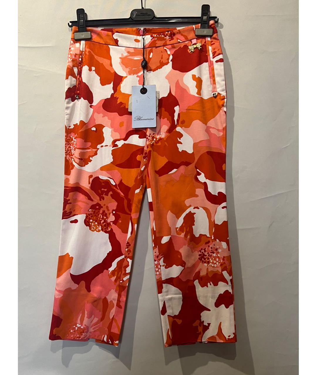BLUMARINE Оранжевое хлопко-эластановые капри, фото 7