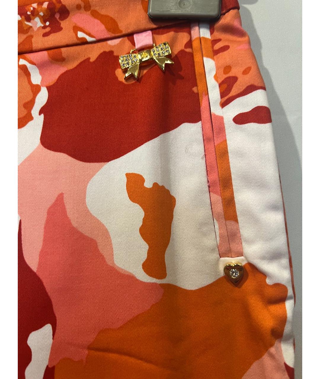 BLUMARINE Оранжевое хлопко-эластановые капри, фото 4