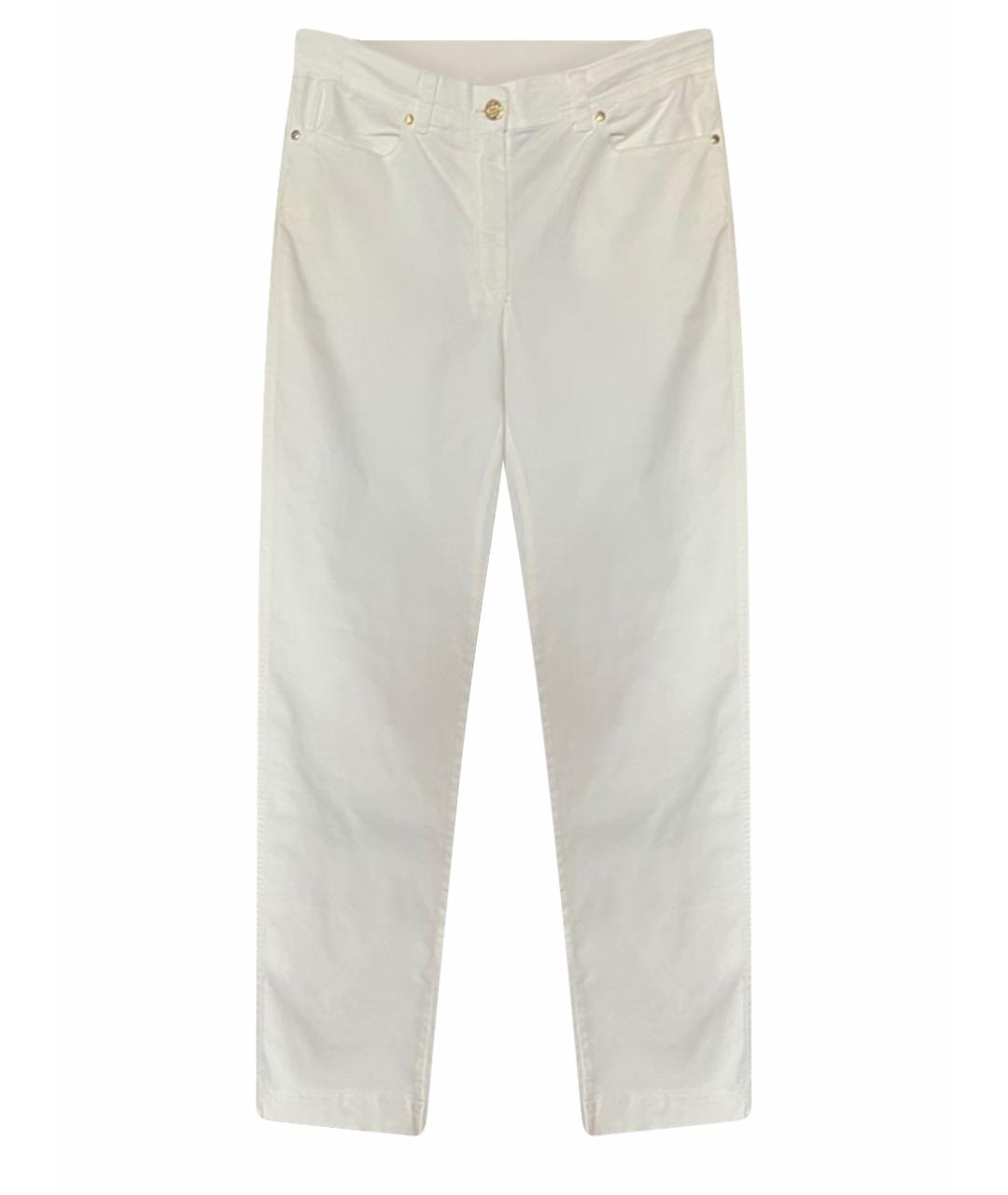 BLUMARINE Белые хлопко-эластановые джинсы слим, фото 1