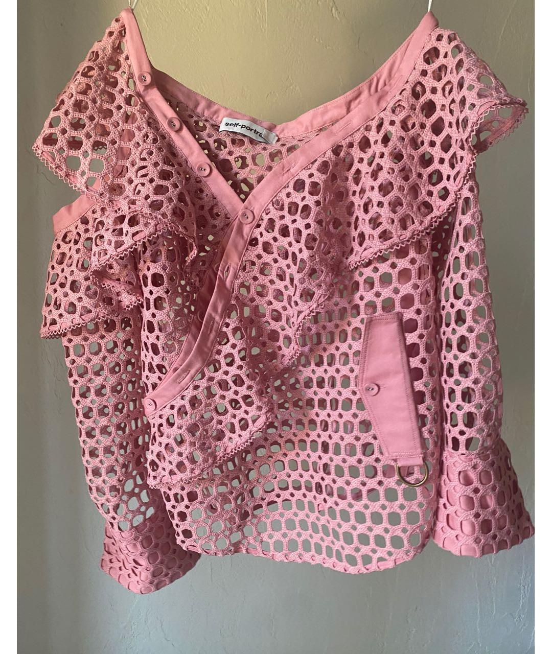 SELF-PORTRAIT Розовая хлопковая блузы, фото 4
