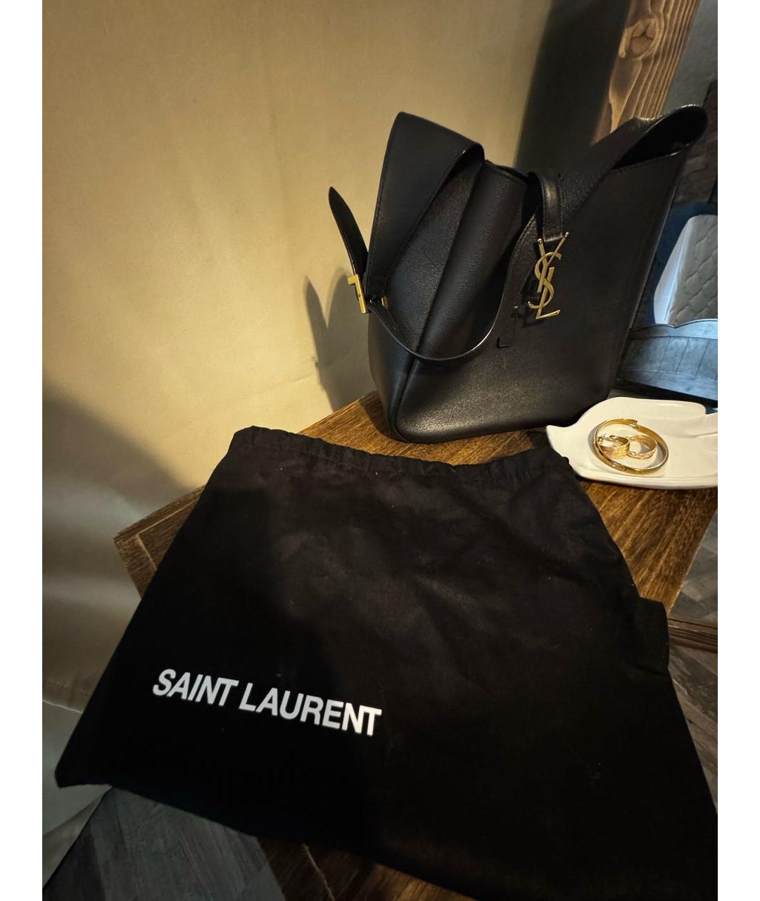 SAINT LAURENT Черная кожаная сумка с короткими ручками, фото 6