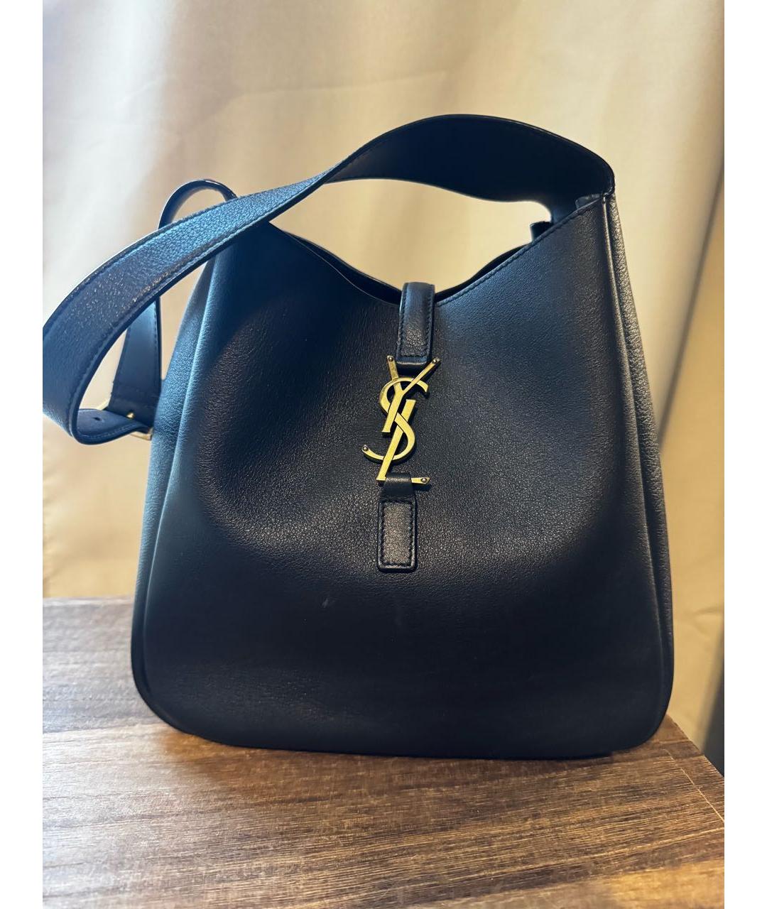 SAINT LAURENT Черная кожаная сумка с короткими ручками, фото 8