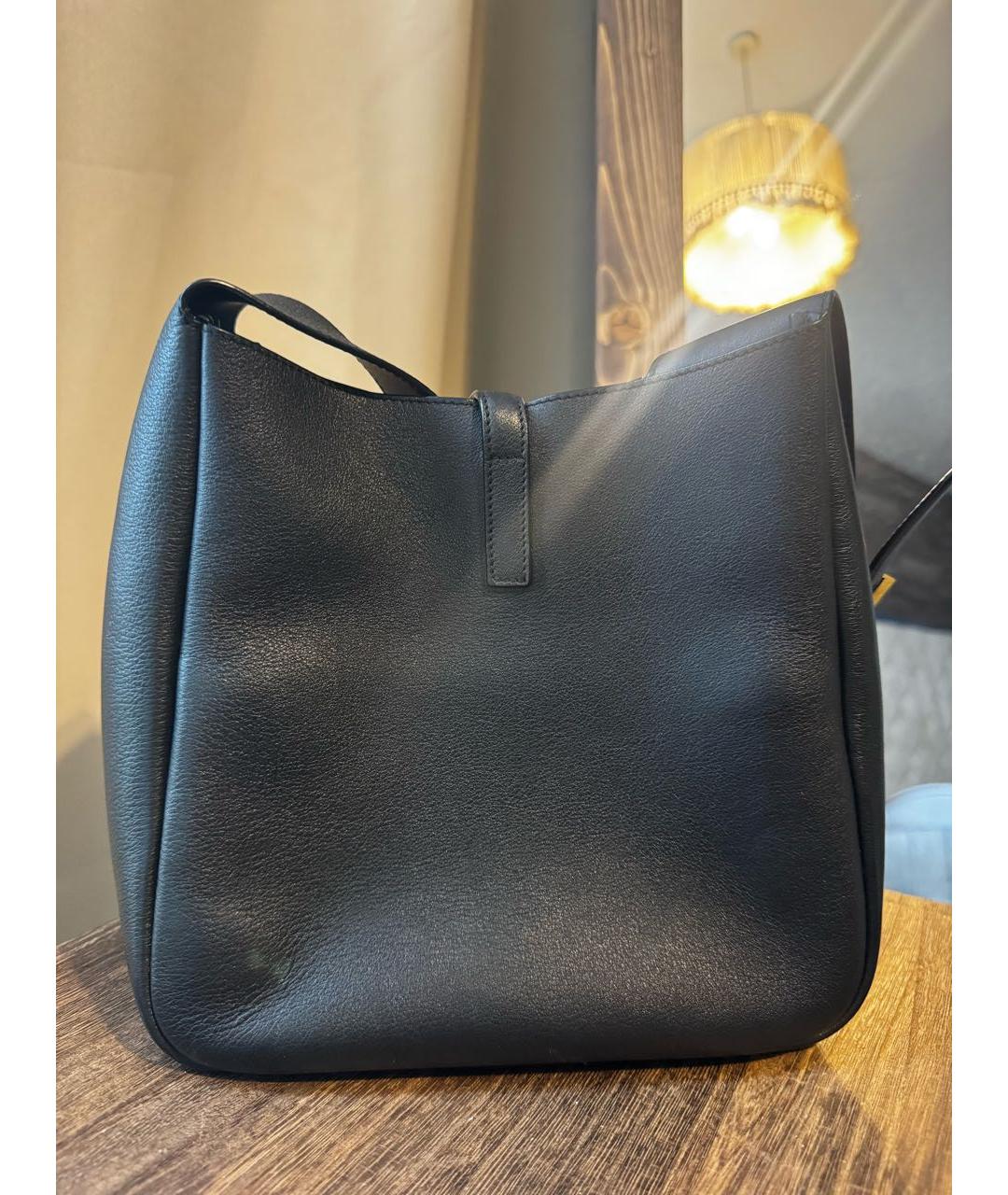 SAINT LAURENT Черная кожаная сумка с короткими ручками, фото 3