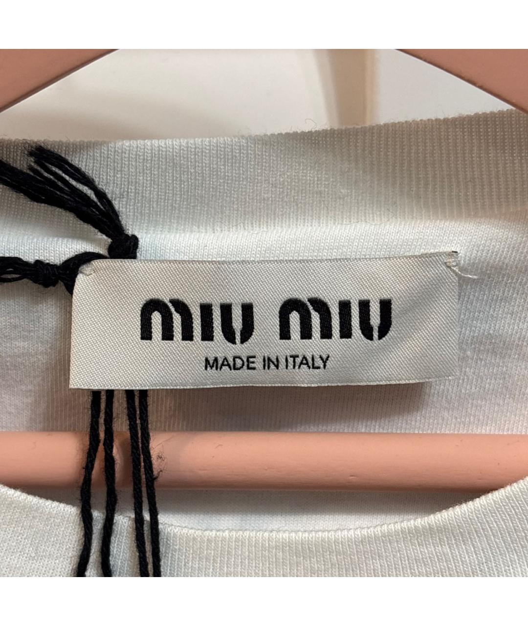 MIU MIU Серая хлопковая футболка, фото 3