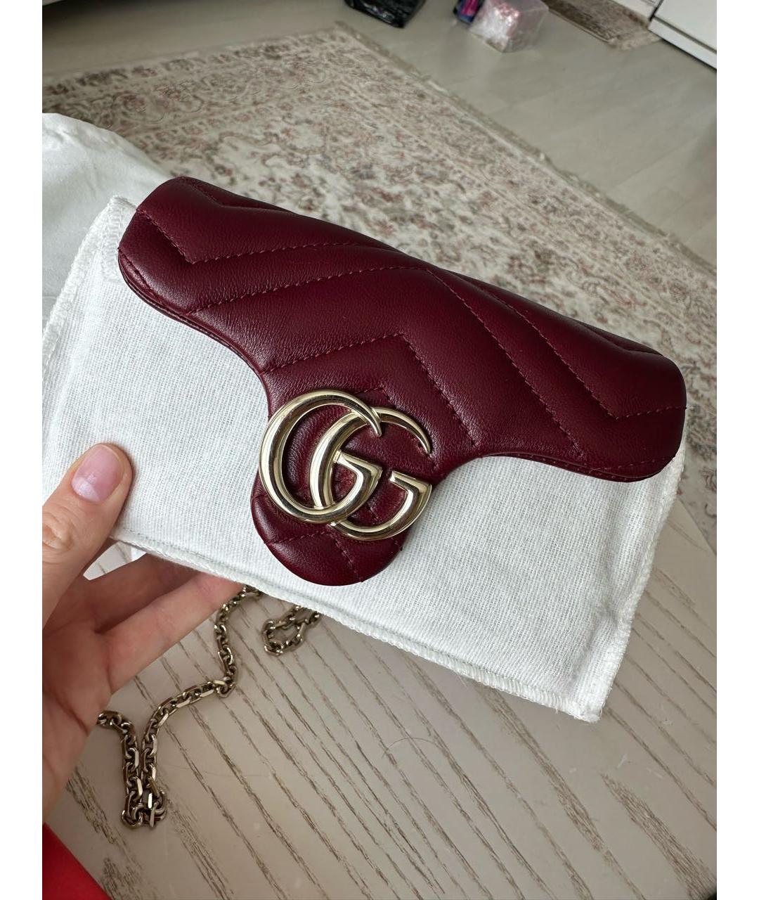 GUCCI Бордовая кожаная сумка через плечо, фото 7