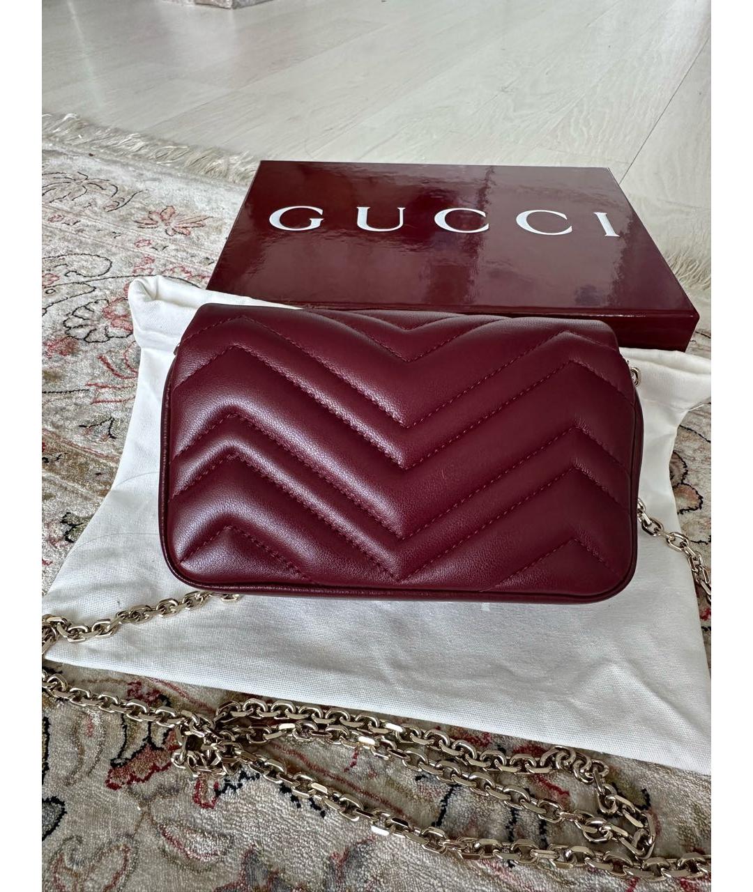 GUCCI Бордовая кожаная сумка через плечо, фото 3