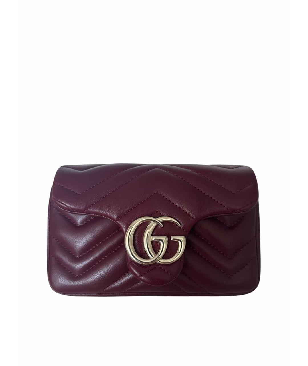 GUCCI Бордовая кожаная сумка через плечо, фото 1