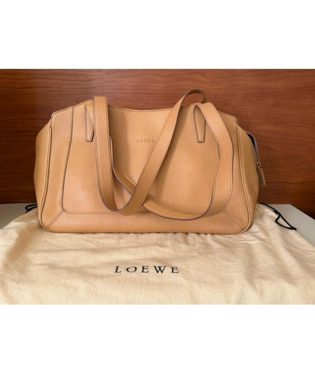 LOEWE Желтая кожаная сумка тоут, фото 5