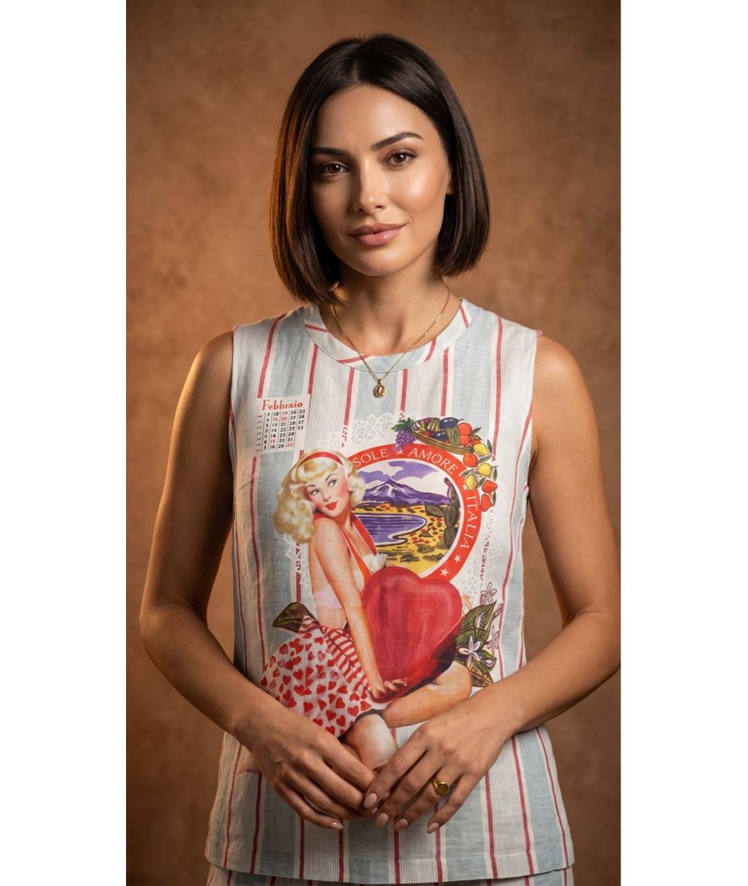 DOLCE&GABBANA Белая льняная майка, фото 4
