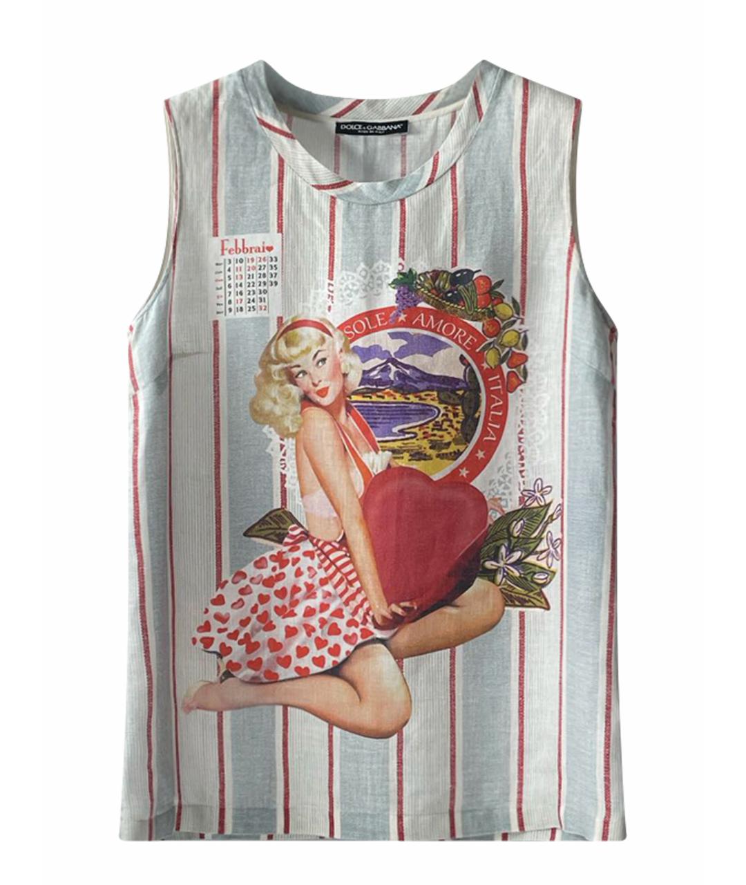 DOLCE&GABBANA Белая льняная майка, фото 1