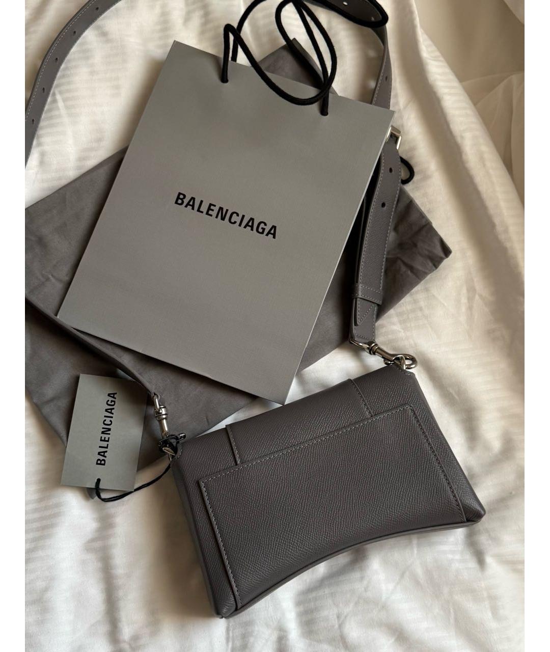 BALENCIAGA Серая кожаная сумка через плечо, фото 4
