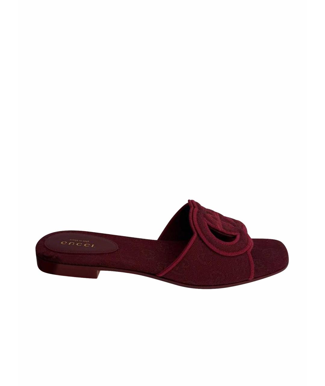 GUCCI Бордовые шлепанцы, фото 1