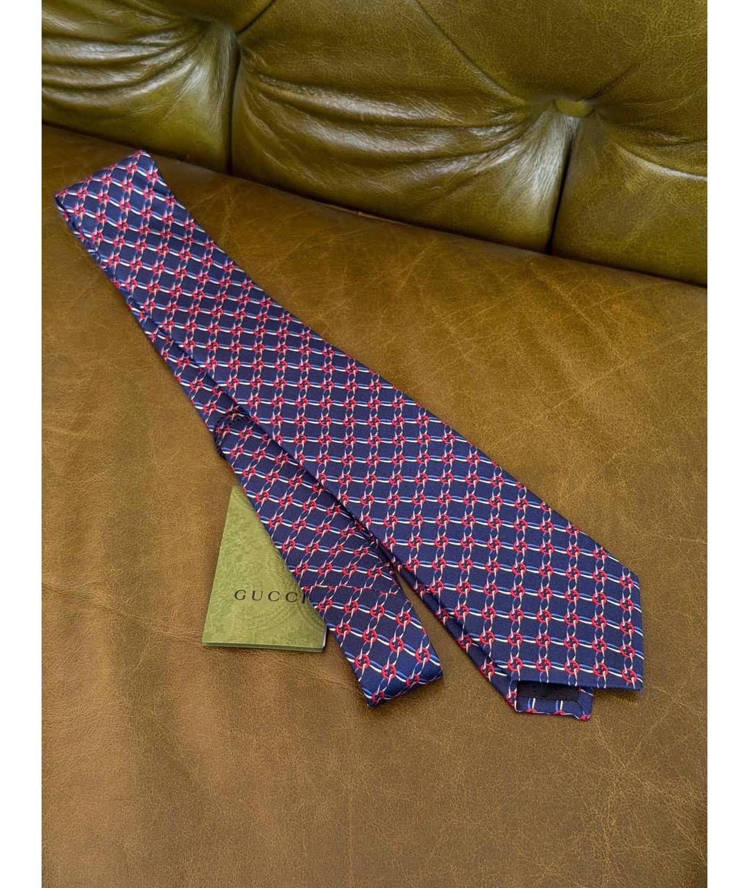 GUCCI Синий шелковый галстук, фото 5