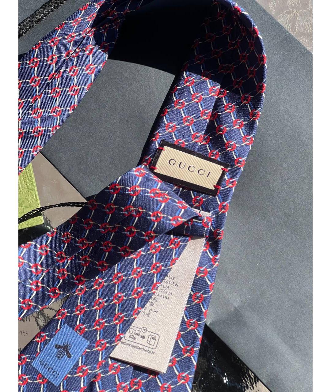 GUCCI Синий шелковый галстук, фото 3