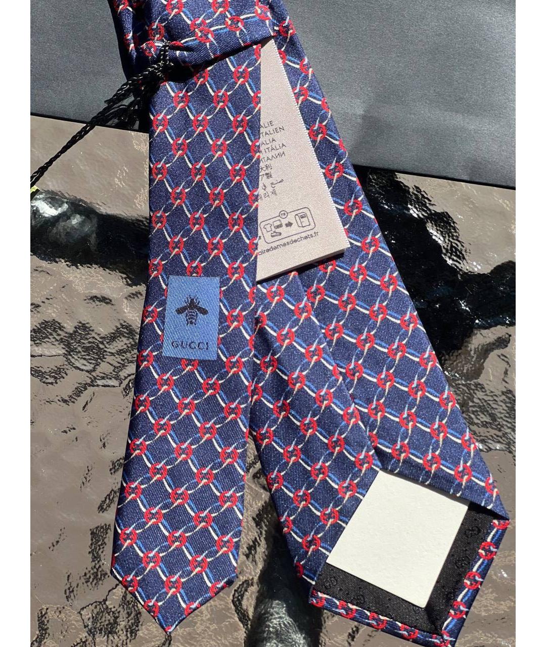 GUCCI Синий шелковый галстук, фото 2
