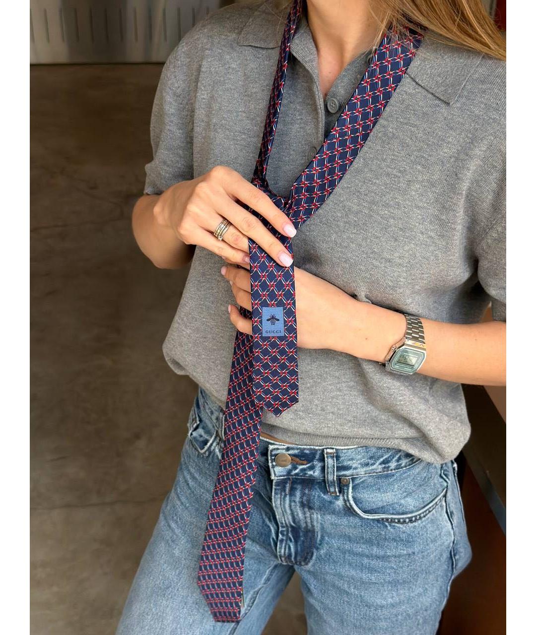 GUCCI Синий шелковый галстук, фото 4