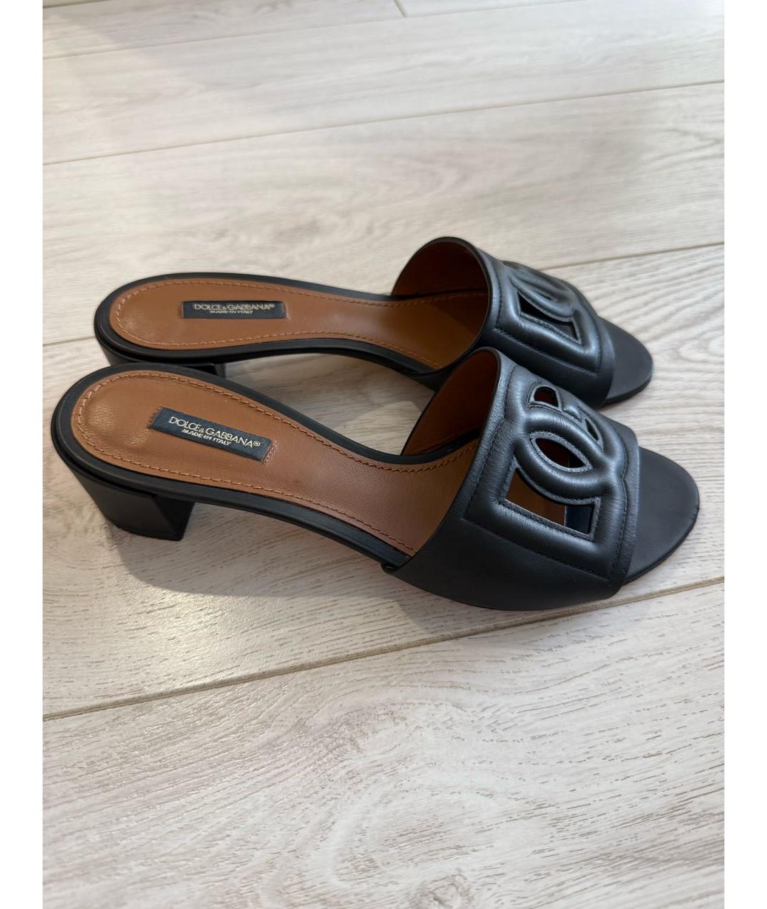 DOLCE&GABBANA Черные кожаные мюли, фото 7