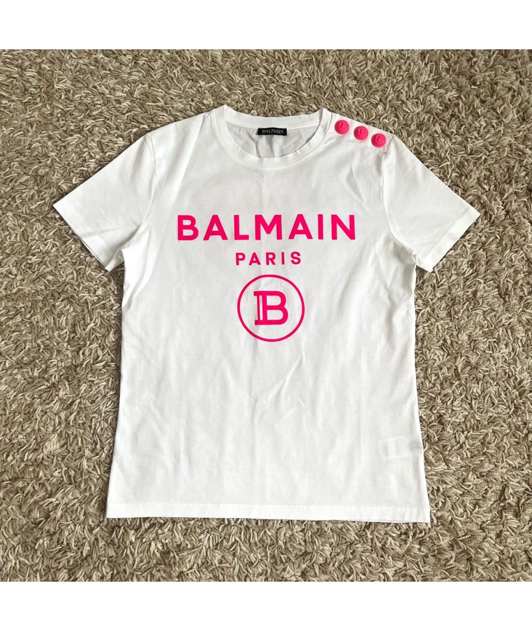BALMAIN Белая хлопковая футболка, фото 6