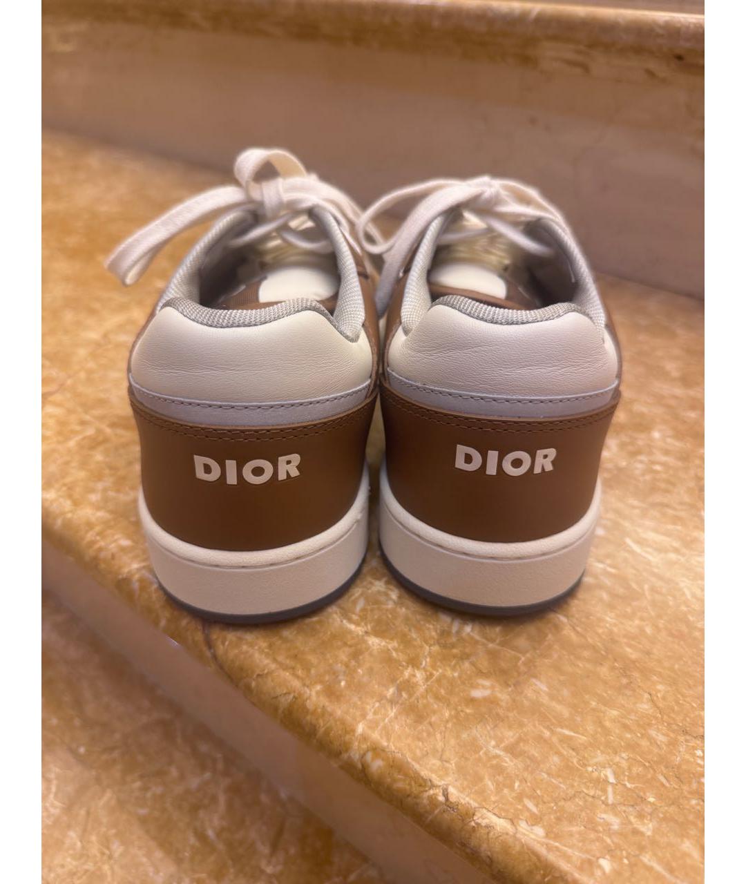 CHRISTIAN DIOR Коричневые кожаные низкие кроссовки / кеды, фото 3