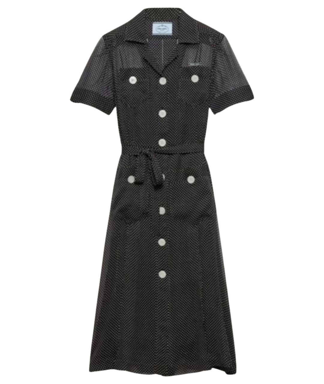 PRADA Черное шелковое повседневное платье, фото 1