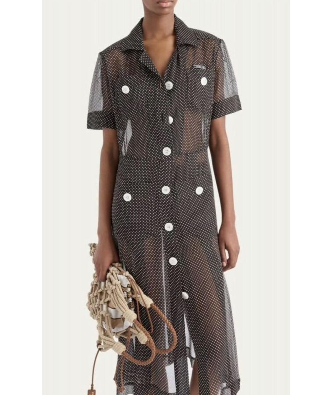 PRADA Черное шелковое повседневное платье, фото 3