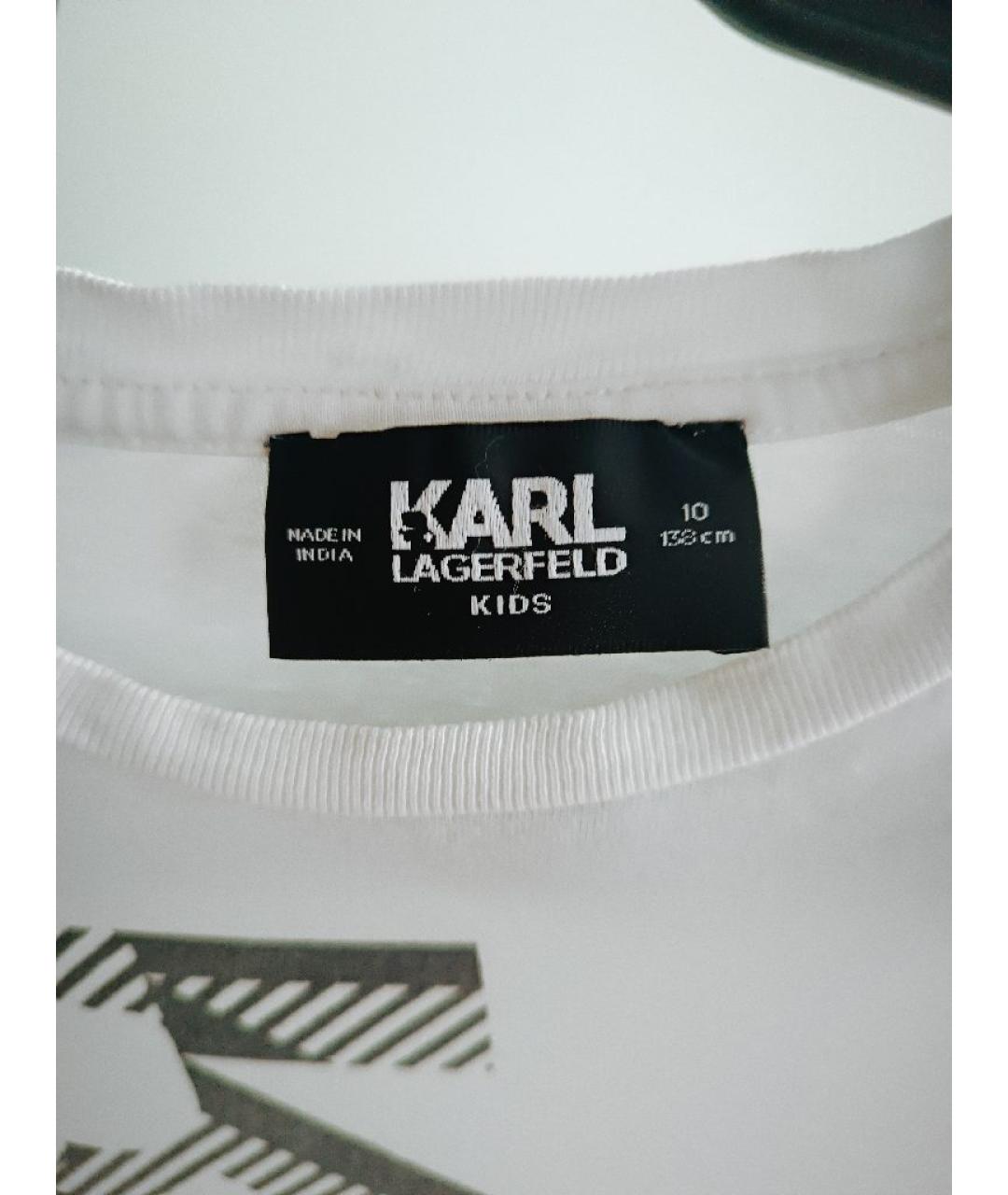KARL LAGERFELD Белая хлопковая детская футболка, фото 4