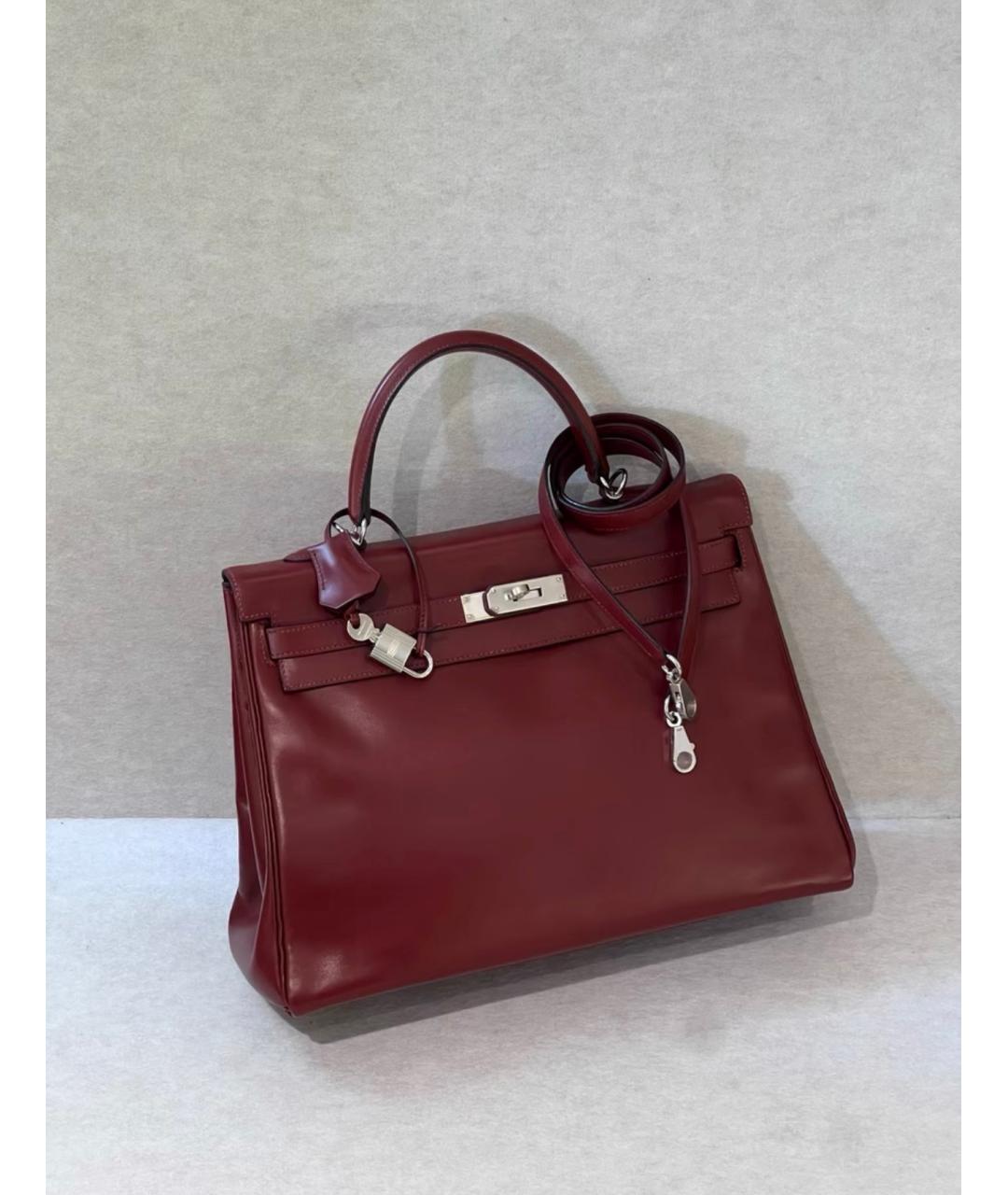 BVLGARI Бордовая кожаная сумка через плечо, фото 2
