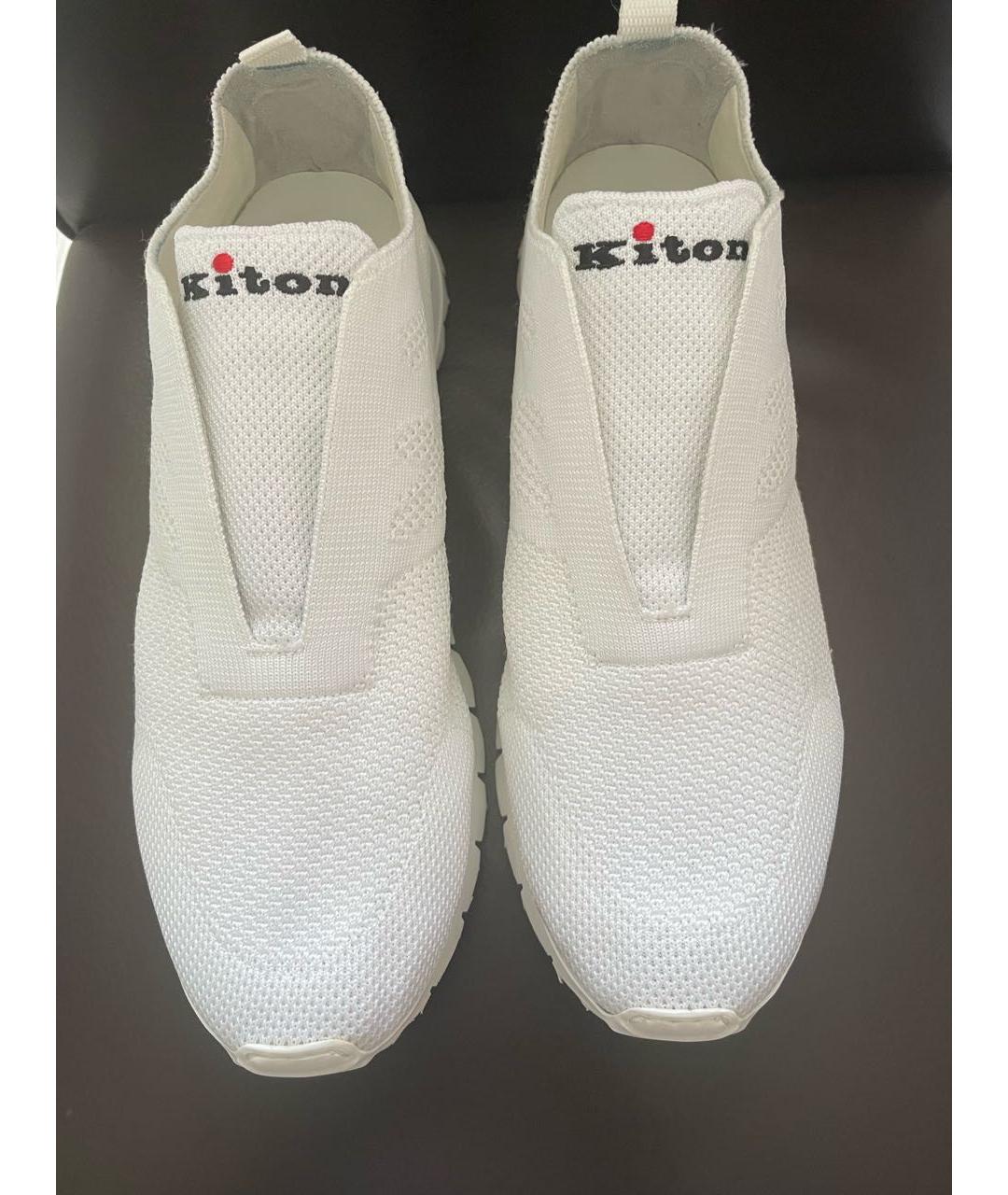 KITON Белые текстильные низкие кроссовки / кеды, фото 2