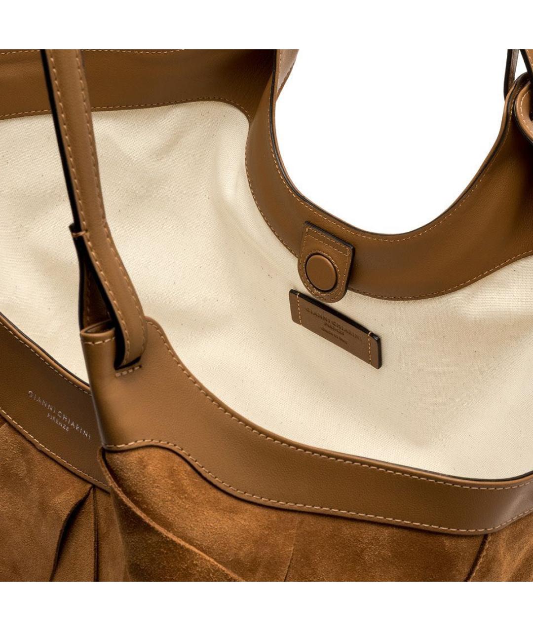 Gianni Chiarini Коричневая замшевая сумка тоут, фото 4