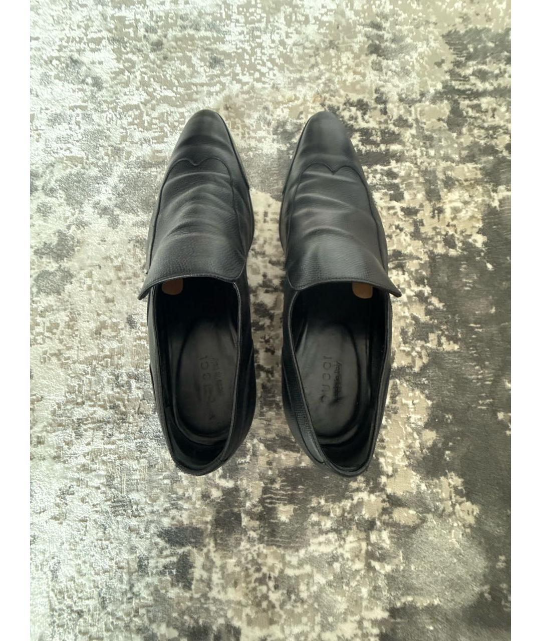 GUCCI Черные кожаные туфли, фото 3
