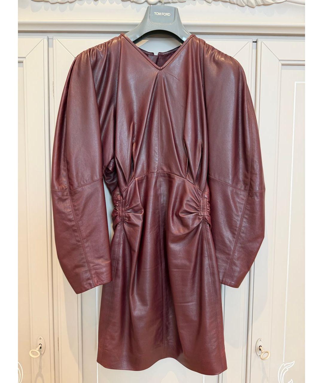 ISABEL MARANT Бордовое кожаное коктейльное платье, фото 6