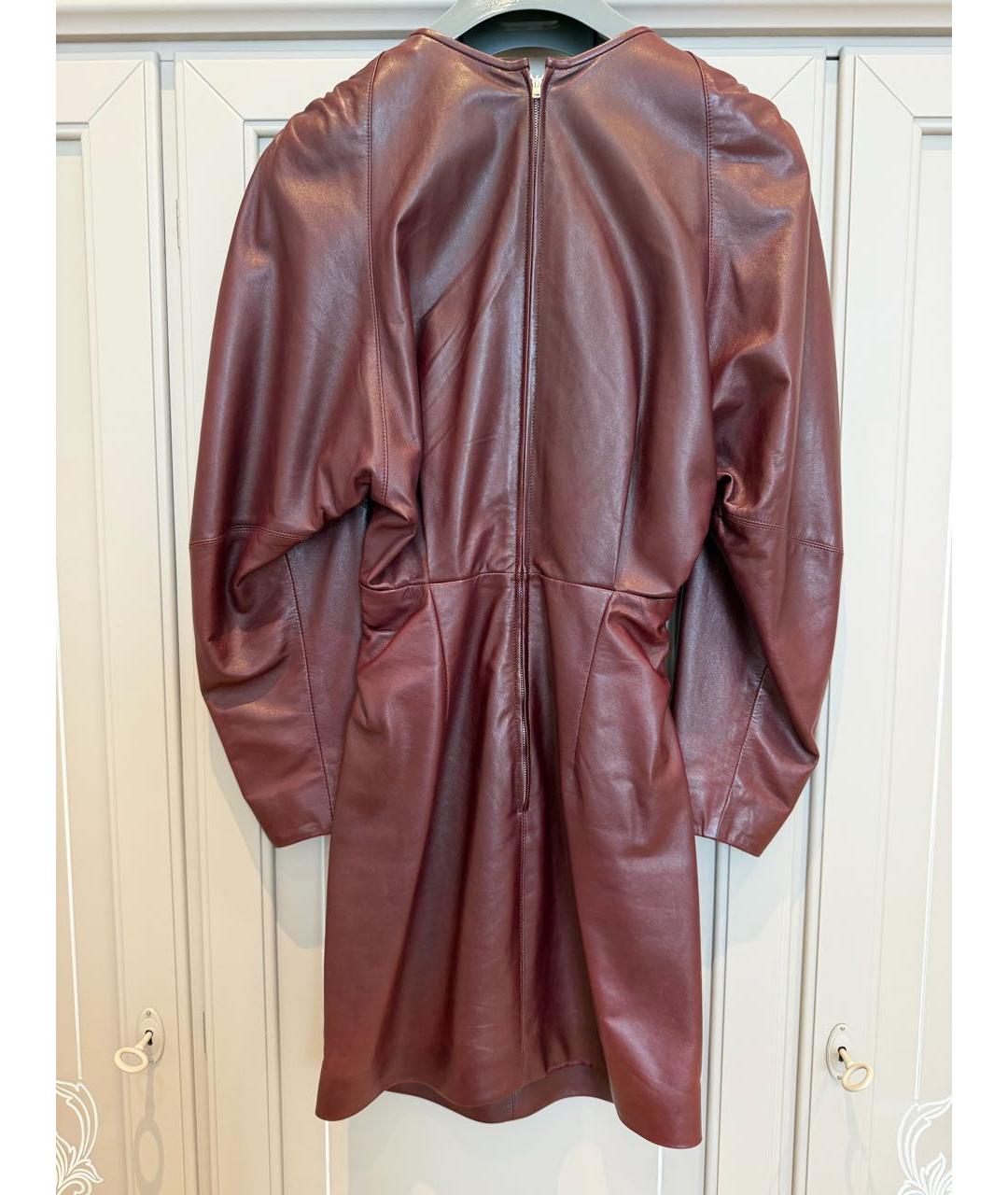 ISABEL MARANT Бордовое кожаное коктейльное платье, фото 2