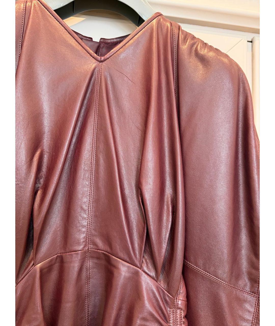 ISABEL MARANT Бордовое кожаное коктейльное платье, фото 4