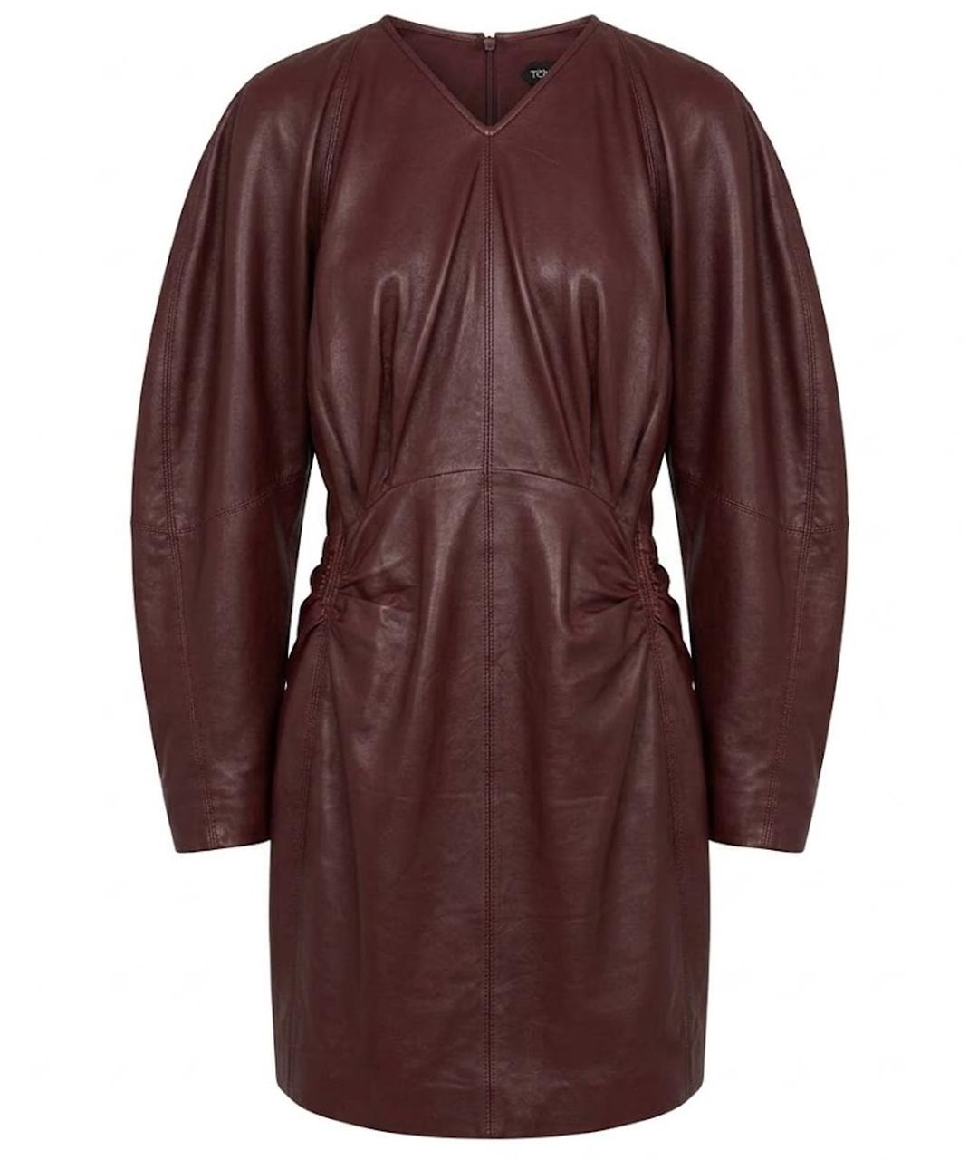 ISABEL MARANT Бордовое кожаное коктейльное платье, фото 1