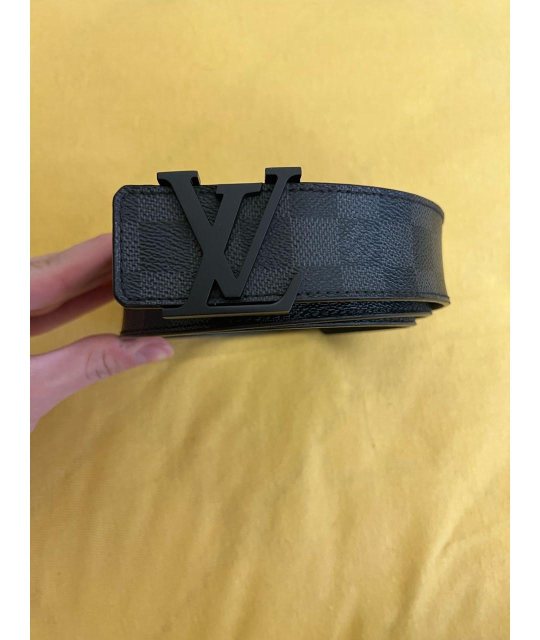 LOUIS VUITTON Черный кожаный ремень, фото 2