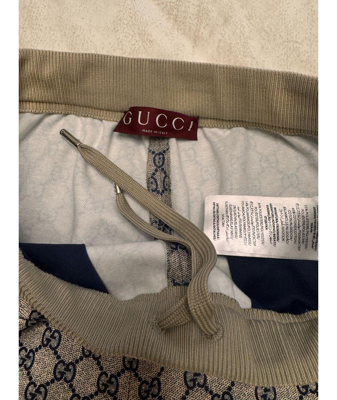 GUCCI Темно-синие полиэстеровые прямые брюки, фото 2