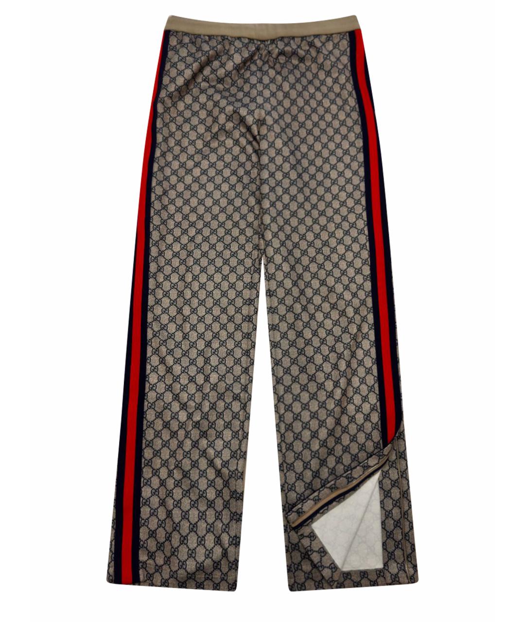 GUCCI Темно-синие полиэстеровые прямые брюки, фото 1