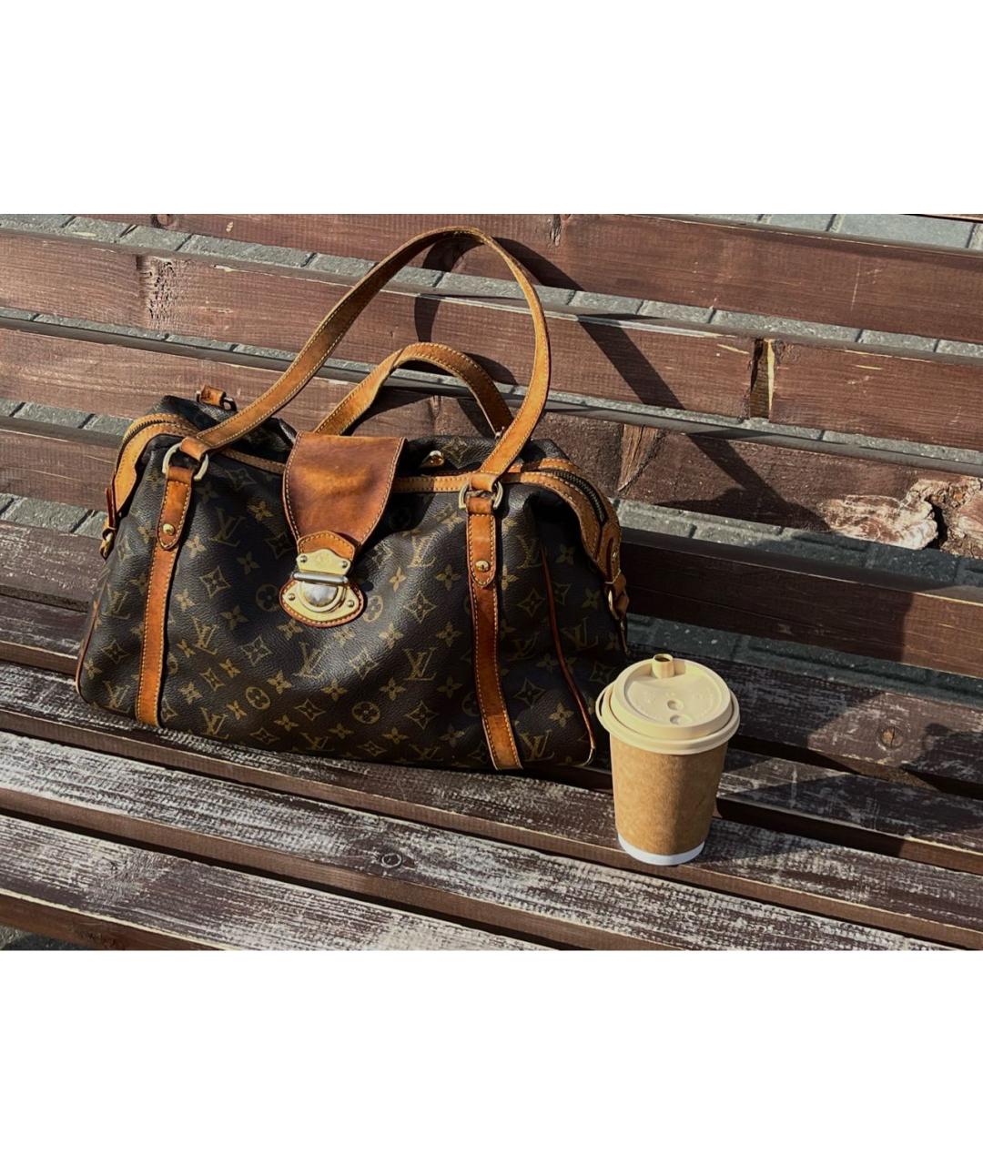 LOUIS VUITTON Коричневая кожаная сумка тоут, фото 5