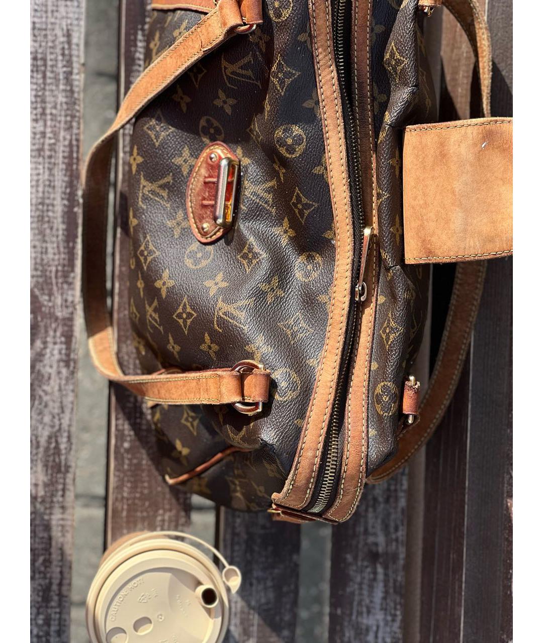LOUIS VUITTON Коричневая кожаная сумка тоут, фото 4