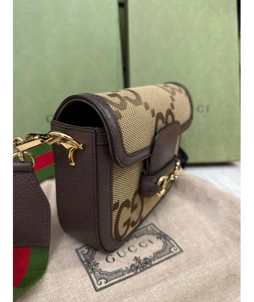 GUCCI Коричневая тканевая сумка через плечо, фото 2