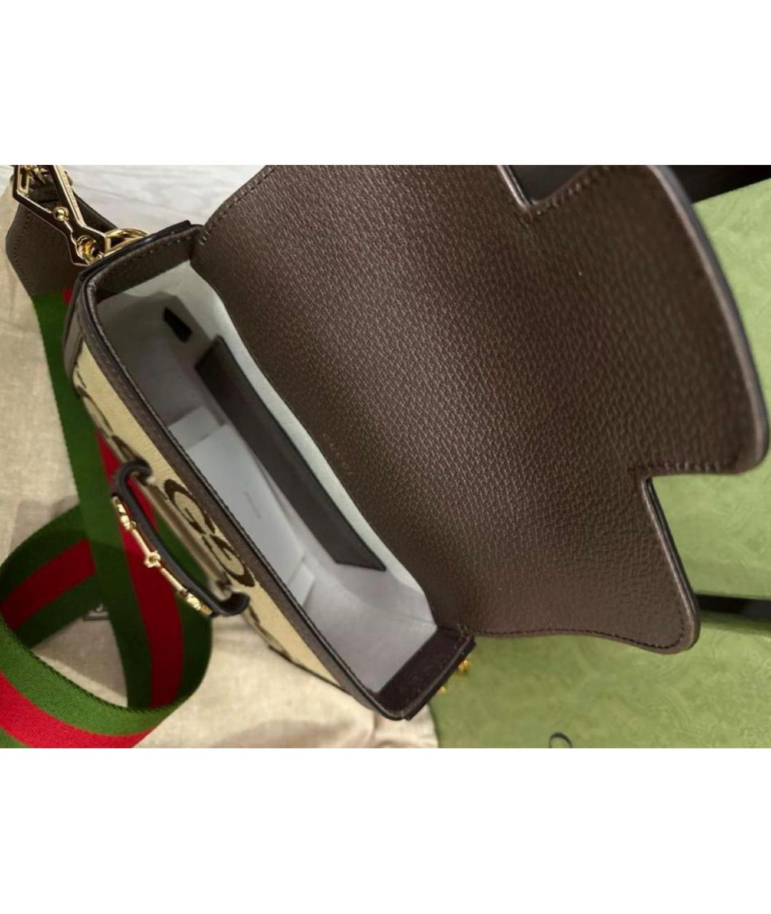 GUCCI Коричневая тканевая сумка через плечо, фото 4