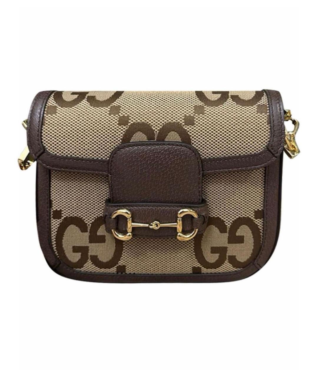 GUCCI Коричневая тканевая сумка через плечо, фото 1