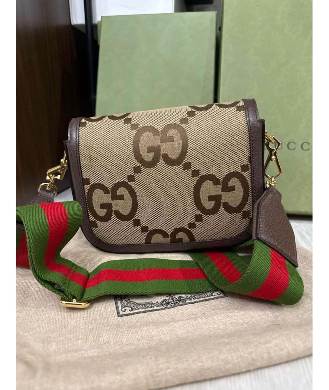 GUCCI Коричневая тканевая сумка через плечо, фото 3