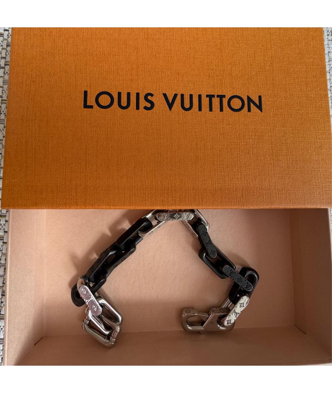 LOUIS VUITTON Черный металлический браслет, фото 4