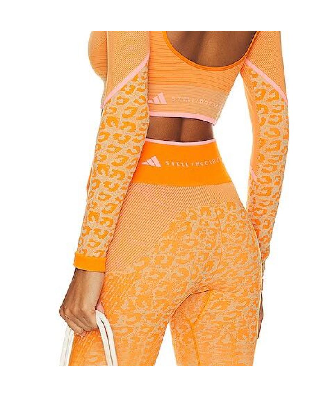 ADIDAS BY STELLA MCCARTNEY Оранжевое хлопко-эластановые спортивные брюки и шорты, фото 3