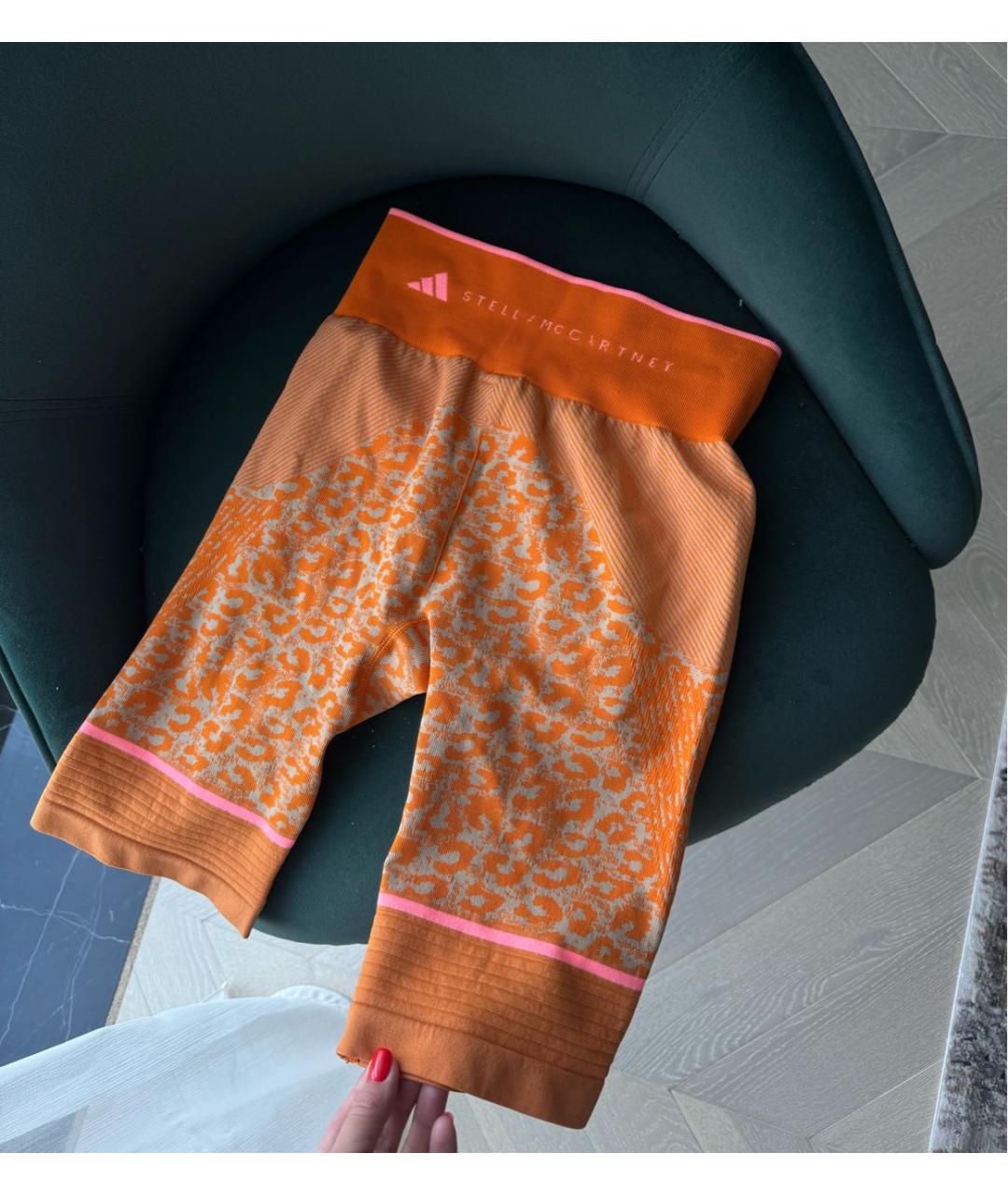 ADIDAS BY STELLA MCCARTNEY Оранжевое хлопко-эластановые спортивные брюки и шорты, фото 2